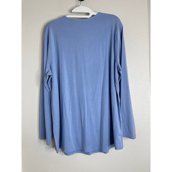 J.Jill Pure Jill Pima Cotton Long Sleeve Shirttail Tee Dutch Blue XL NWT Soft - Picture 4 of 5